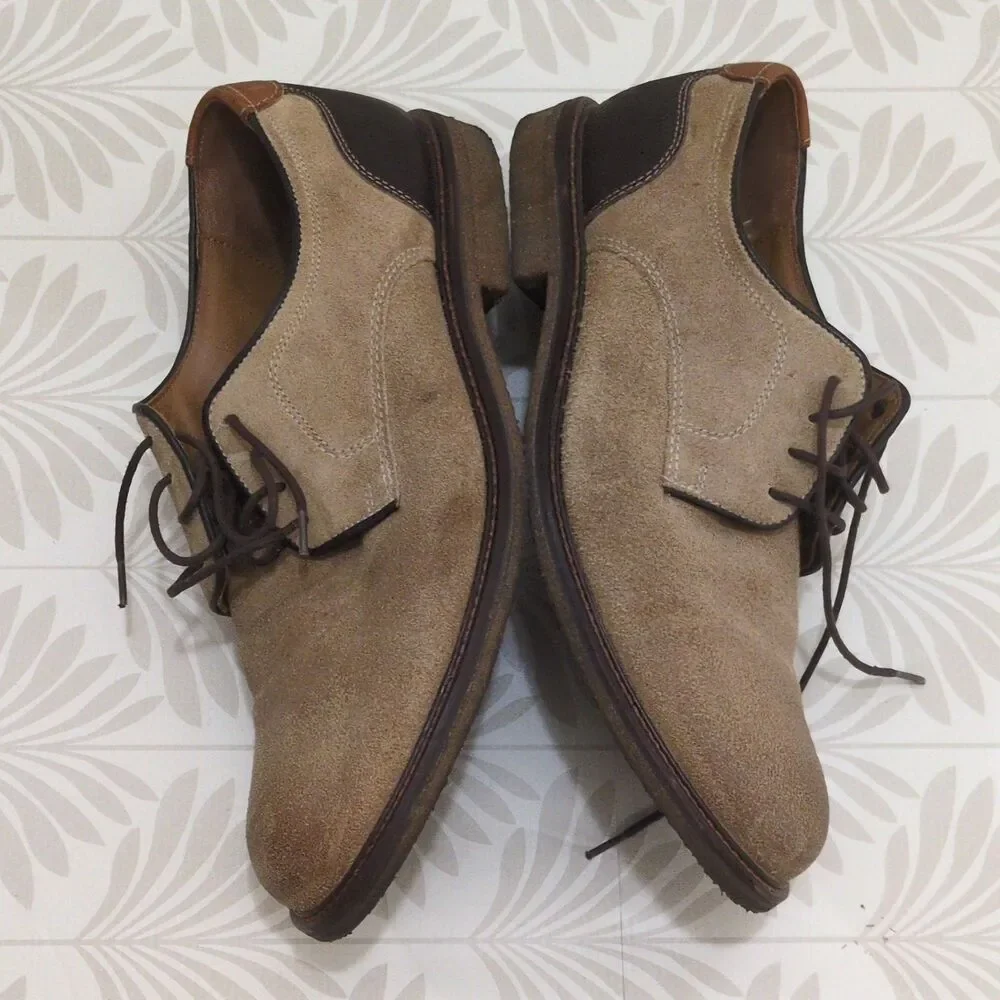 Johnston & Murphy Men's Suede Derby Dress Shoes Beige/Brown 10M Memory Foam